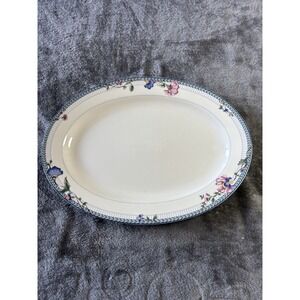 Oneida Collection Fine Porcelain OvalServing Platter White W/ Blue Floral Design